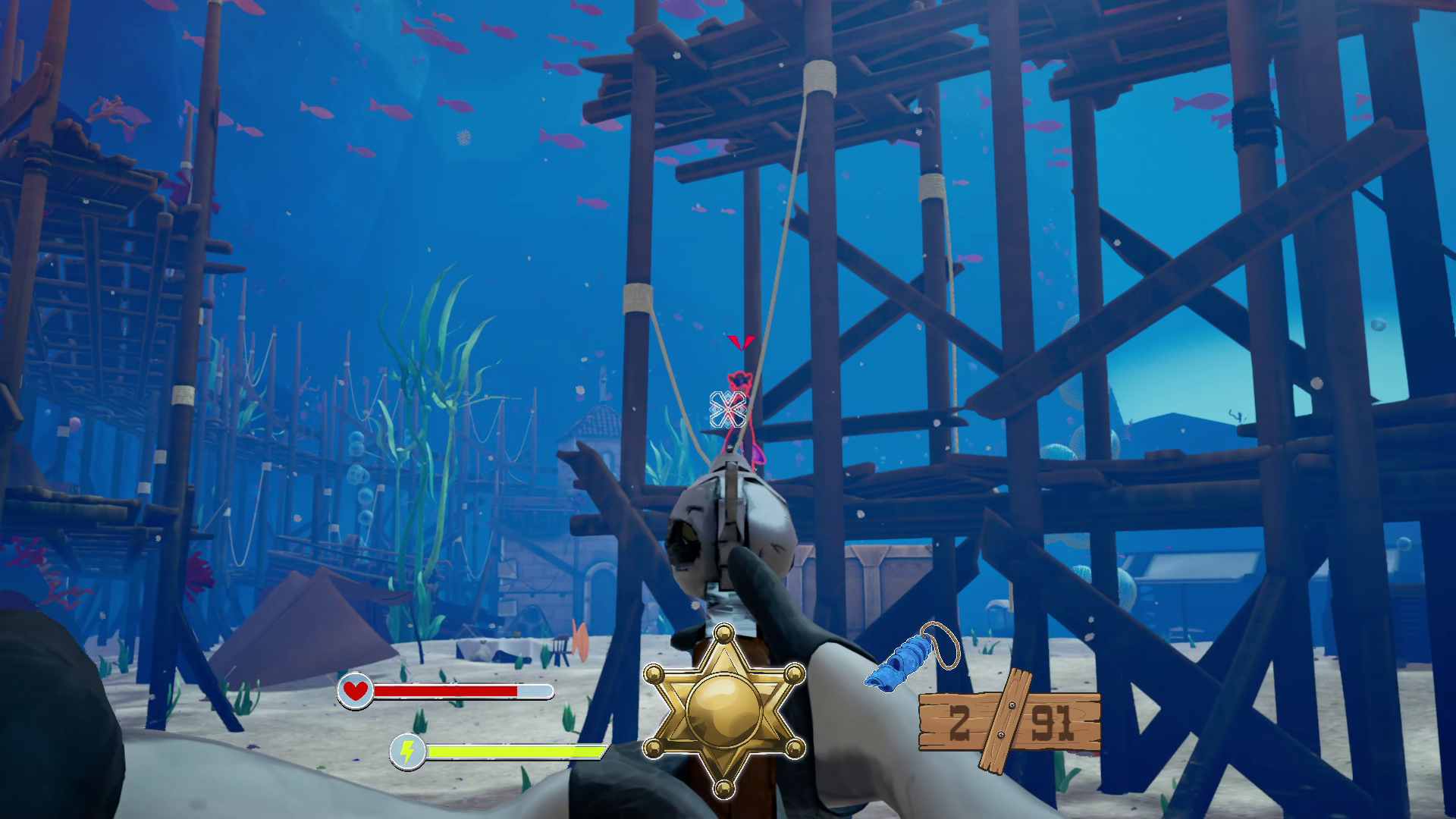 Cowboys and Crabs underwater scaffolding gameplay