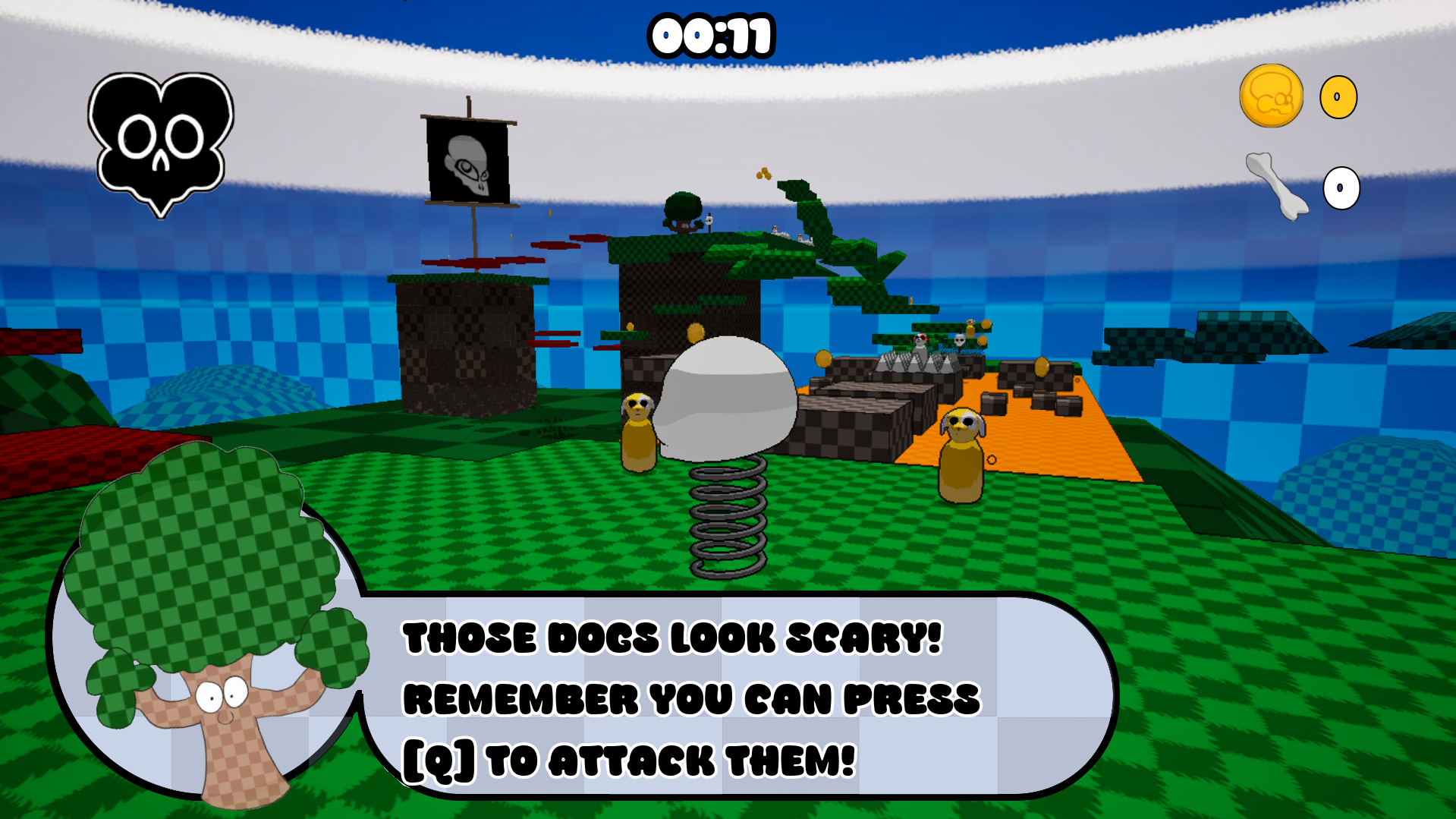 Jump Skull dialogue and tutorial prompt